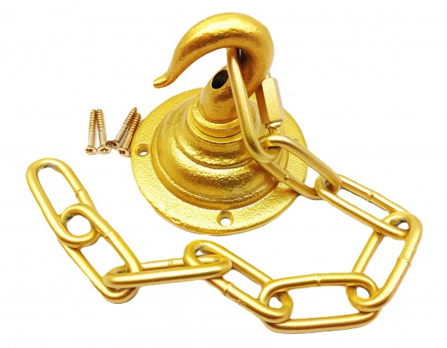 Chandelier Hook Heavy Duty Gold Cast Iron Ceiling Hook and Chain