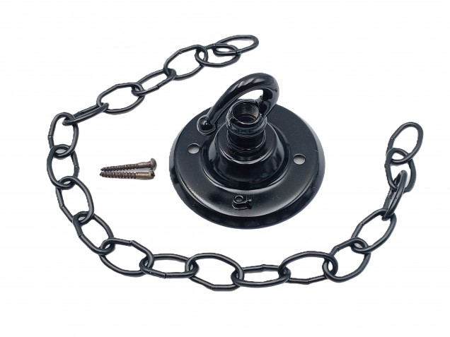 Black Ceiling Rose and Hook with 200mm chain