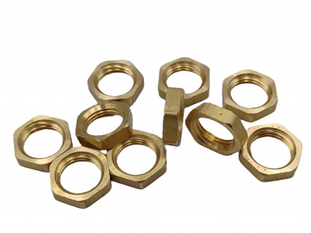 M10 Brass Hexagon Nuts 10mm Metric Thread 3mm Depth
